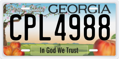 GA license plate CPL4988