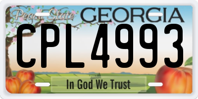 GA license plate CPL4993
