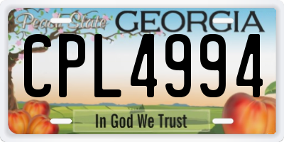 GA license plate CPL4994