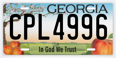 GA license plate CPL4996