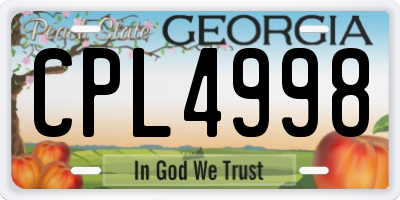 GA license plate CPL4998