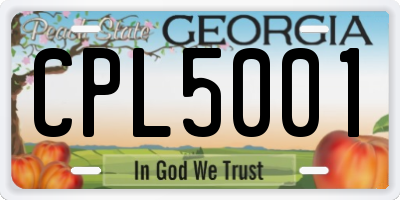 GA license plate CPL5001