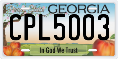 GA license plate CPL5003