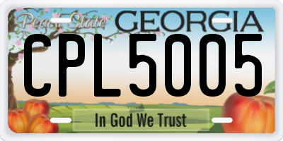 GA license plate CPL5005