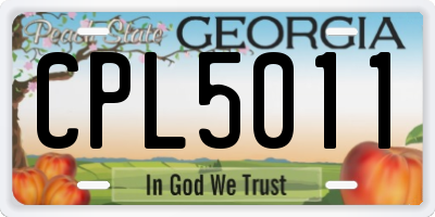 GA license plate CPL5011