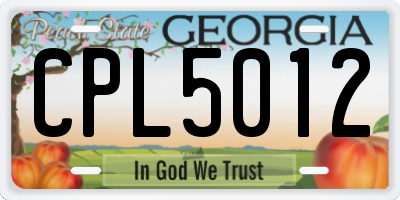 GA license plate CPL5012