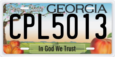 GA license plate CPL5013