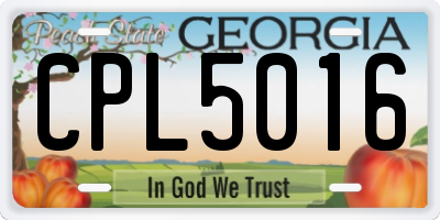 GA license plate CPL5016