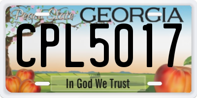 GA license plate CPL5017