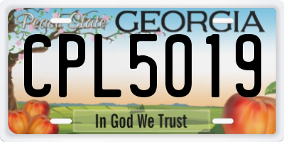 GA license plate CPL5019