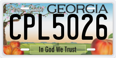 GA license plate CPL5026