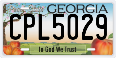 GA license plate CPL5029