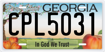 GA license plate CPL5031