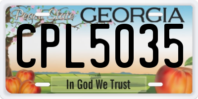 GA license plate CPL5035