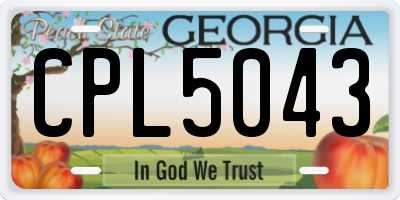 GA license plate CPL5043