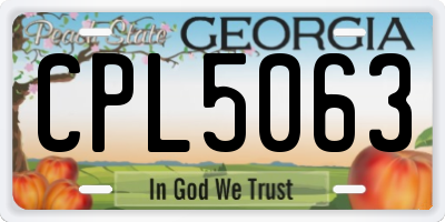 GA license plate CPL5063