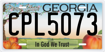 GA license plate CPL5073