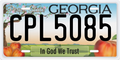 GA license plate CPL5085