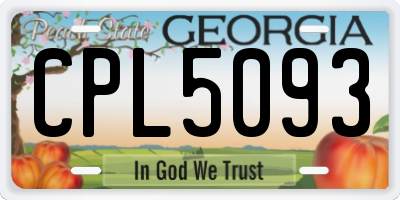 GA license plate CPL5093