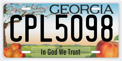 GA license plate CPL5098