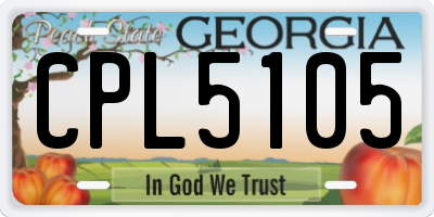 GA license plate CPL5105