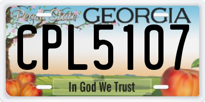 GA license plate CPL5107