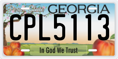 GA license plate CPL5113