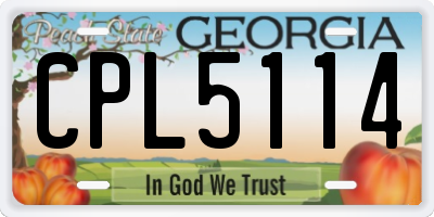 GA license plate CPL5114