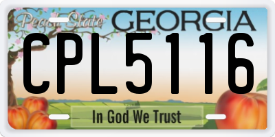 GA license plate CPL5116