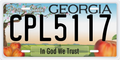 GA license plate CPL5117