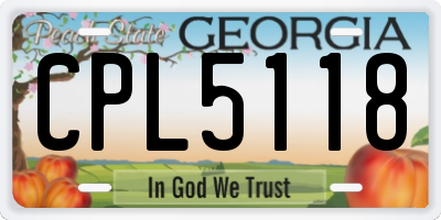 GA license plate CPL5118