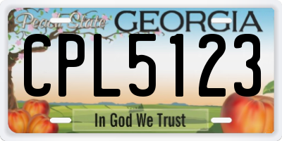 GA license plate CPL5123