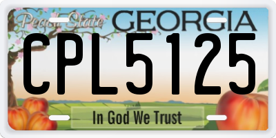GA license plate CPL5125