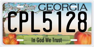 GA license plate CPL5128