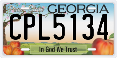 GA license plate CPL5134