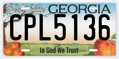 GA license plate CPL5136