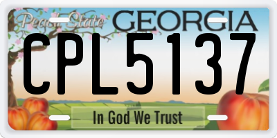 GA license plate CPL5137