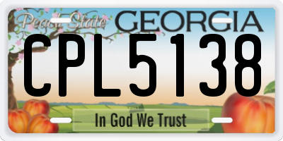 GA license plate CPL5138