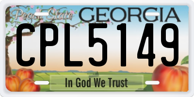 GA license plate CPL5149