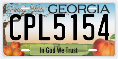 GA license plate CPL5154