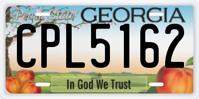 GA license plate CPL5162