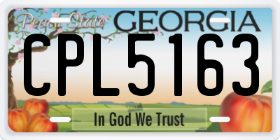 GA license plate CPL5163