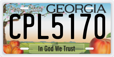 GA license plate CPL5170