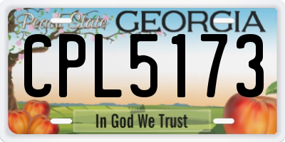 GA license plate CPL5173