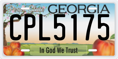 GA license plate CPL5175
