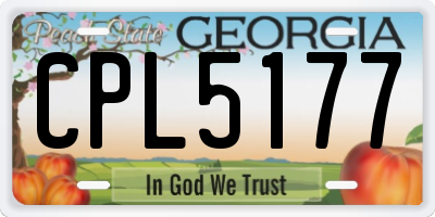 GA license plate CPL5177