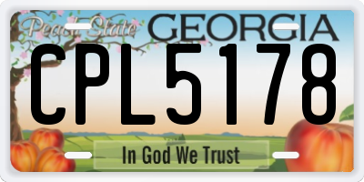 GA license plate CPL5178