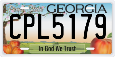 GA license plate CPL5179