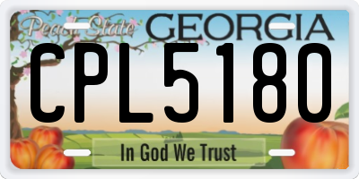 GA license plate CPL5180