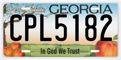 GA license plate CPL5182